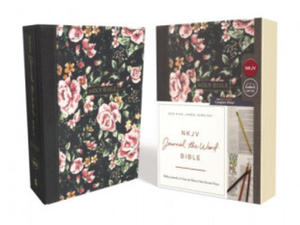 NKJV, Journal the Word Bible, Cloth Over Board, Gray Floral, Red Letter Edition, Comfort Print: Reflect, Journal, or Create Art Next to Your Favorite - 2878073569