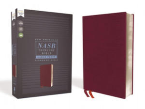 NASB, Thinline Bible, Large Print, Bonded Leather, Burgundy, Red Letter, 1995 Text, Comfort Print - 2876337920