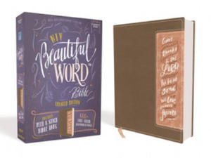 Niv, Beautiful Word Bible, Updated Edition, Peel/Stick Bible Tabs, Leathersoft, Brown/Pink, Red Letter, Comfort Print: 600+ Full-Color Illustrated Ver - 2868553754