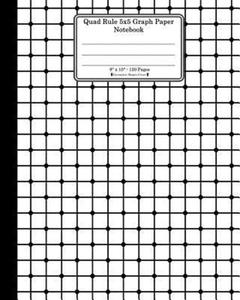 Quad Rule 5x5 Graph Paper Notebook. 8 X 10. 120 Pages. Geometric Shapes Cover: White Black Mesh Squares Dots Pattern Cover. Square Grid Paper, Graph R - 2864735994