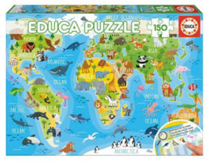 Educa - Tiere Weltkarte 150 Teile Puzzle ** - 2873895562