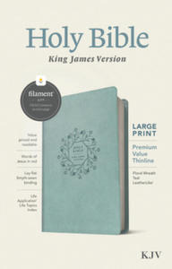 KJV Large Print Premium Value Thinline Bible, Filament Enabled Edition (Red Letter, Leatherlike, Floral Wreath Teal) - 2876538317