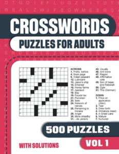 Crosswords Puzzles for Adults: Crossword Book with 500 Puzzles for Adults. Seniors and all Puzzle Book Fans - Vol 1 - 2876946900