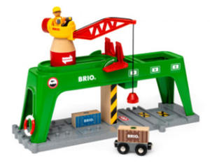 BRIO World 33996 Bahn Verlade Terminal - Mit beweglichem Kran zum Umladen von Gtern auf die Schiene, Strae und das Schiff - Empfohlen fr Kinder ab - 2877615747