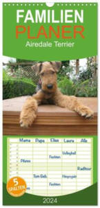 Familienplaner 2024 - Airedale Terrier mit 5 Spalten (Wandkalender, 21 x 45 cm) CALVENDO - 2877639726