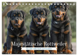 Majesttische Rottweiler: Ein Jahr voller Kraft und Loyalitt (Tischkalender 2024 DIN A5 quer), CALVENDO Monatskalender - 2877634546