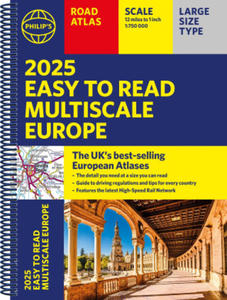 2025 Philip's Easy to Read Multiscale Road Atlas Europe - 2878631583