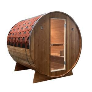 Sauna zewntrzna ogrodowa 4 - 6 osobowa sucha Fiska w ksztacie beczki wierk termiczny TROMS K20180 Sanotechnik - 2875640480