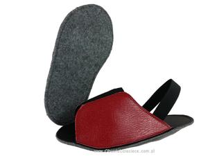 10-210/0 czerwono czarne ochronne filcowe/tworzywowe obuwie muzealne, wielorazowego użytku ochraniacze na buty DZIECIĘCE 24,5cm Bisbut ( 25 - 36 ) - 2842637316