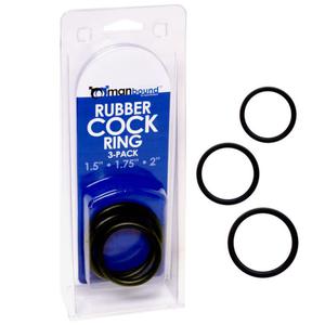 Trzy piercienie gumowe - Manbound Rubber Cock Ring 3-pack