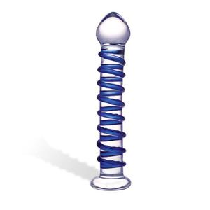 Dildo szklane - Glas Blue Spiral Glass Dildo - 2279258007