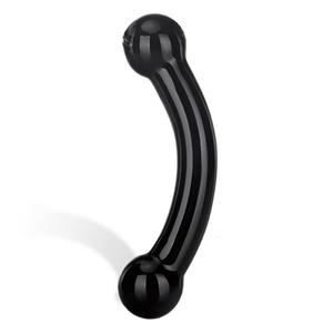 Dildo szklane - Glas Double Bull Black Glass Dildo - 2279258010