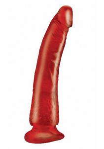 Dildo szczupe z przyssawk - PIPEDREAM Basix Rubber Works Slim 7" with Suction Cup - Czerwony - 2279258082