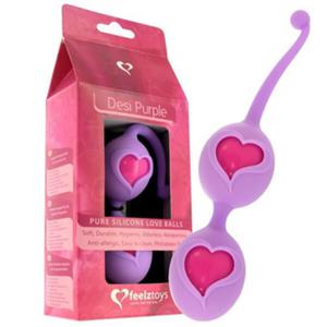 Kulki stymulujce z serduszkiem Feelz Toys - Desi Love Balls Purple fioletowe
