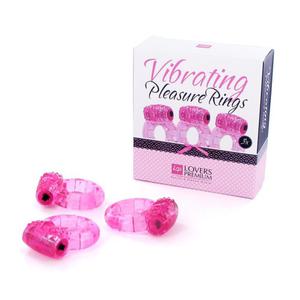 LoversPremium Pleasure Rings – Trzy piercienie wibrujace na czonka róowe