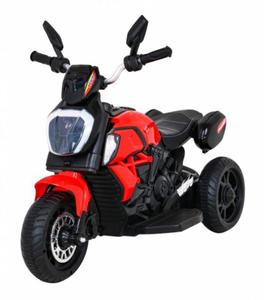 Motorek Fast Tourist na akumulator dla dzieci Czerwony + Audio + wiata + Ekoskra - 2878731335