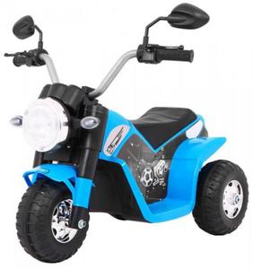 Motorek MiniBike na akumulator dla dzieci Niebieski + Dwiki + wiata LED + Ekoskra - 2878221481