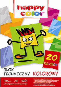 Blok techniczny A4 Happy Color 170g kolor 20k x1 - 2824966473