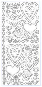 Sticker srebrny 02862 - serca ozdobne x1 - 2824970000