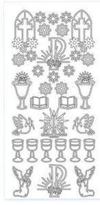 Sticker srebrny 11200 - Komunia kwiatki (R56) x1 - 2824970018