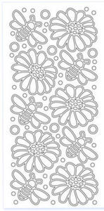 Sticker srebrny 14130 - kwiaty, pszczki x1 - 2824970056
