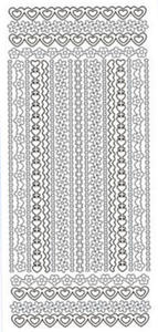 Sticker srebrny 03250 - szlaczki z serduszek x1 - 2824970123