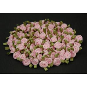 Różyczki atłasowe mini różowe/zielone x10 - 2824959819