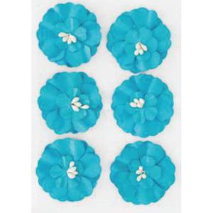 Kwiaty samoprzylepne papierowe Cynie niebieskie x6 - 2860489352