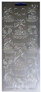 Sticker srebrny 01815 - koszyczek wielkanocny x1 - 2824960845