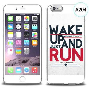 Etui silikonowe z nadrukiem iPhone 6 - wake up without too late just and run - 2834655695