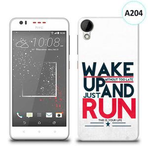 Etui silikonowe z nadrukiem HTC DESIRE 825 - wake up without too late just and run