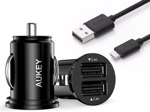 adowarka samochodowa AUKEY CC-S1 2xUSB +kabel micro USB CB-D9 - 2857027802