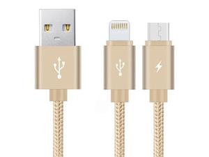 Kabel Benks Nylon 2w1 USB - Micro USB + Lightning 120cm zoty - Zoty - 2851951430