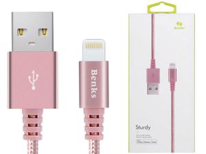 Kabel Benks MFI Lightning - USB 1m sturdy iPhone - róowy - Róowy