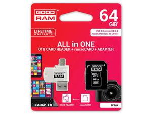 Goodram microSDXC 64GB Class 10 karta + adapter + czytnik - 2855557578