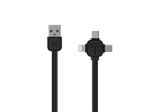 Kabel Remax 3 w 1 - Micro USB / Lightning / USB-C 1m - Czarny - Czarny - 2857027836