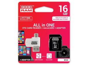 Goodram microSDXC 16GB Class 10 karta + adapter + czytnik - 2856557095