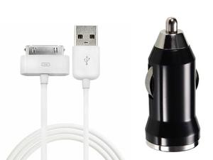 adowarka samochodowa + kabel usb iPhone iPod 3 4 - Czarny - 2825177554