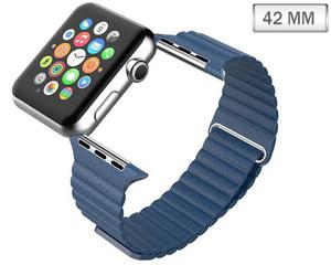 Skrzany Pasek "LOOP" - Zapicie magnes do Apple Watch 42mm - Granatowy - 2825179892