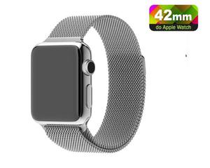 Pasek Milanese Loop pleciony z magnetycznym zapiciem Apple Watch 42 mm Srebrny - Srebrny