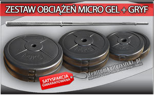 Zestaw obcienie MICRO GEL + gryf - 78kg (2x20kg + 2x10kg + 2x5kg + gryf prosty 182cm) - 2823552508