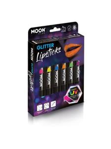 Szminki Pomadka NEON UV zestaw Brokatowy 6szt Lipstick - 2867522246