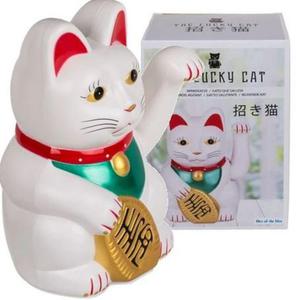 Kotek Szczcia Maneki Neko 21cm BIAY - 2873550583