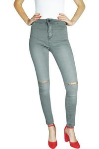 Forever21 Grafitowe Jeansy z Dziurami - 2860037862