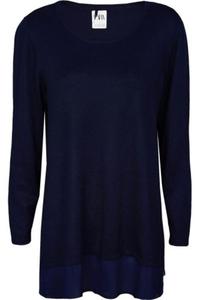 Zara Granatowy Dugi Sweter Sukienka z Szyfonem - 2860038422