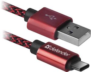 Kabel USB Defender AM-TYPE C 1m 2,1A czerwony - 2876648343