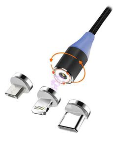 Kabel USB 2.0 Msonic MLU651 3w1 Mircro USB/USB C/ Lightning magnetyczny 1m czarny - 2878273312