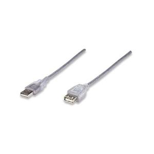 Kabel Manhattan USB 2.0 A-A M/F, 1,8m, srebrny - 2876649335