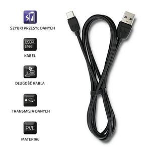 Kabel USB 2.0 Qoltec USB typ C mski | USB A mski | 1.2m | czarny - 2876649380