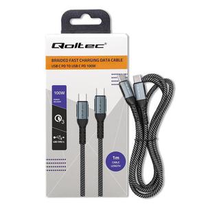 Kabel USB Qoltec 2.0 typ C | USB 2.0 typ C 100W| QC 3.0 | PD | 1m | Czarny - 2876649387